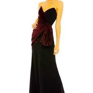 Mac Duggal Black Plum Burgundy Two-Tone Strapless Gown